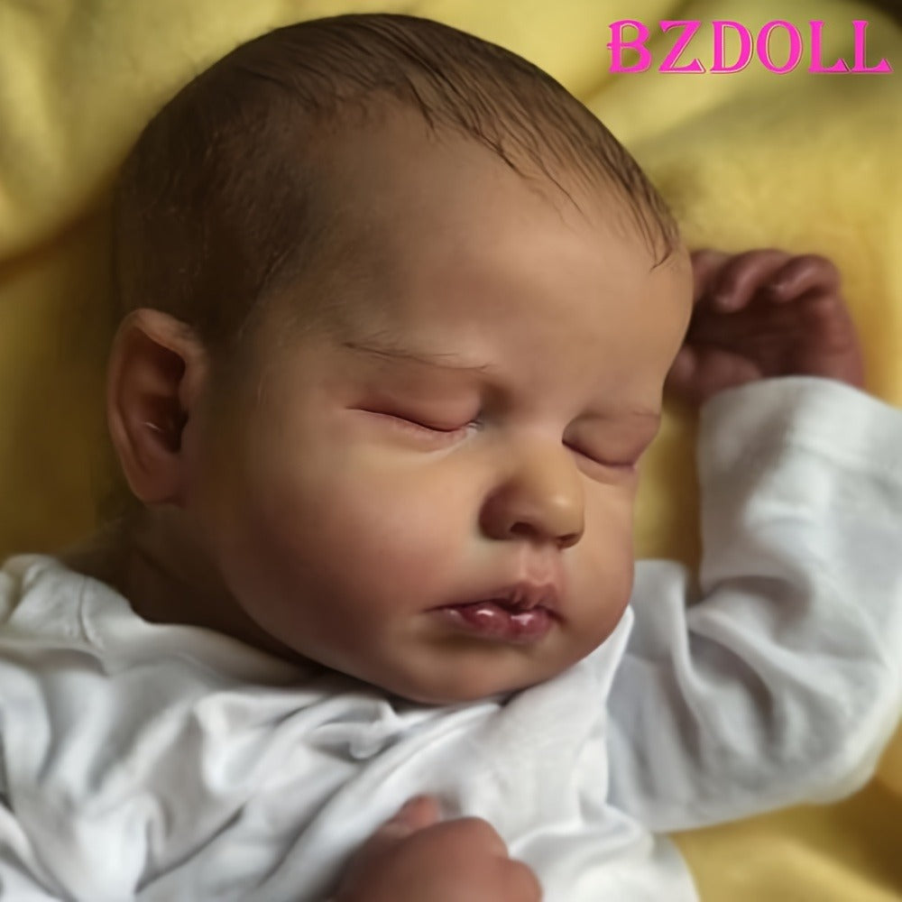 Sleeping 20-Inch Baby Doll with Cloth Body, White Long-Sleeve Outfit and 50 cm Size Label for Display