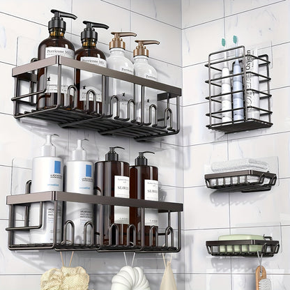 Five-Piece Shower Caddy Organizer Set with Soap Holder in Ten Exact Checkout Colors for Home and Everyday Use