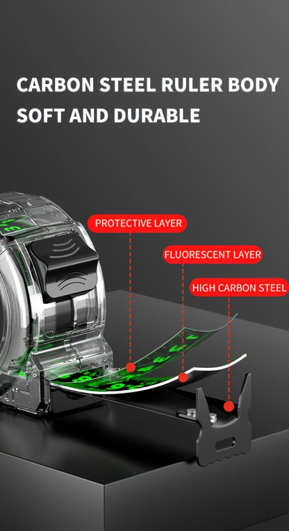 Fluorescent Metric Tape Measure with Wide Blade in 5, 7 or 10-Meter Length and 19 or 25 mm Width