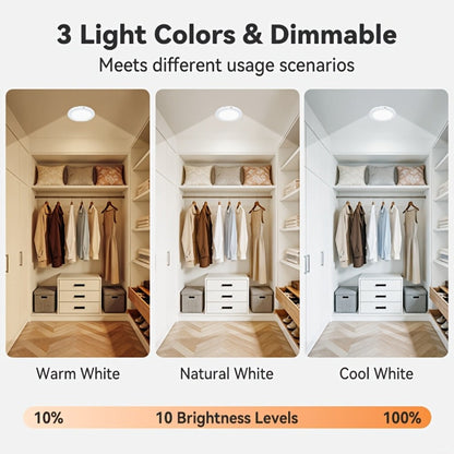 Wireless LED Ceiling Light with Motion Sensor 2 Pack - 5500mAh Rechargeable, Remote Control, 3 Brightness Modes, Magnetic Mount, No Wiring for Living Room, Kitchen, Bathroom, Hallway & Corridor