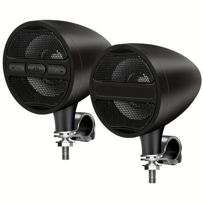Motorcycle Handlebar Speaker 12V Stereo Audio System with MP3 USB FM Radio Handlebar Mount for Off-Road Dirt Bike ATV Cruiser Waterproof Music Player Black