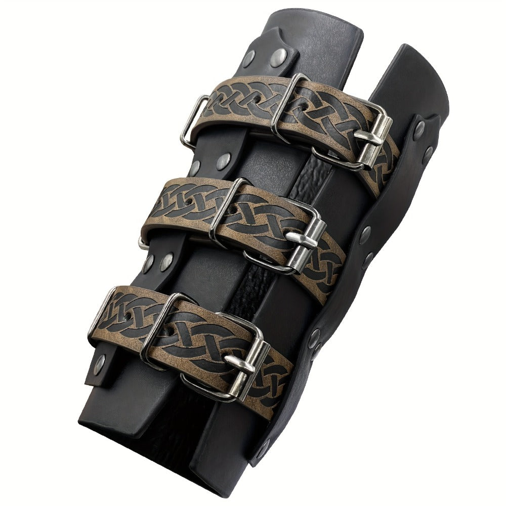 Costume Accessories Faux Leather Bracers in Brown or Black with Single-Piece and Two-Piece Options