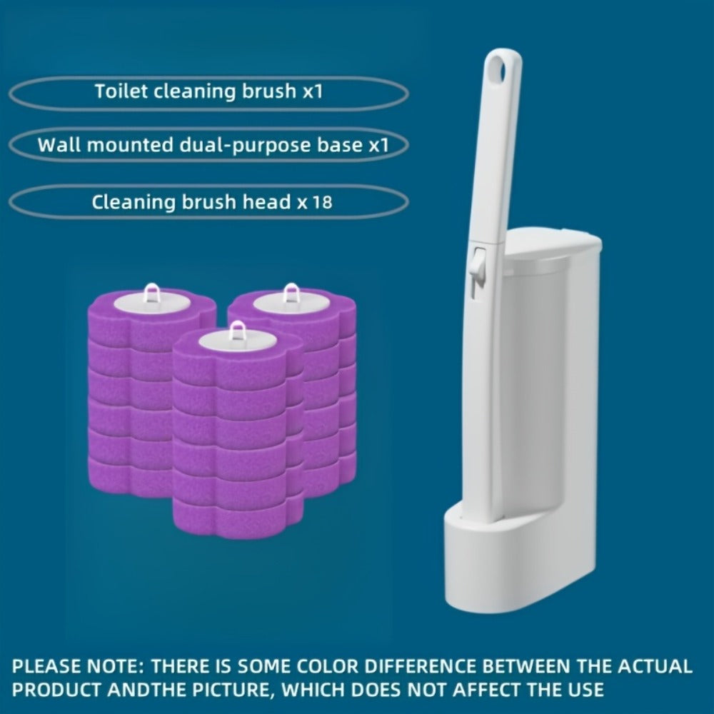 Disposable Toilet Brush Set with Replacement Heads – Hygienic No-Touch Bathroom Cleaning Brush with Stand Easy Install