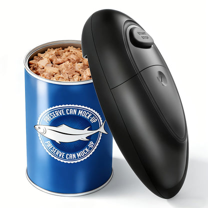Cordless One-Touch Can Opener with Oval Body in Gray-Red, Black or White-Red Color Options