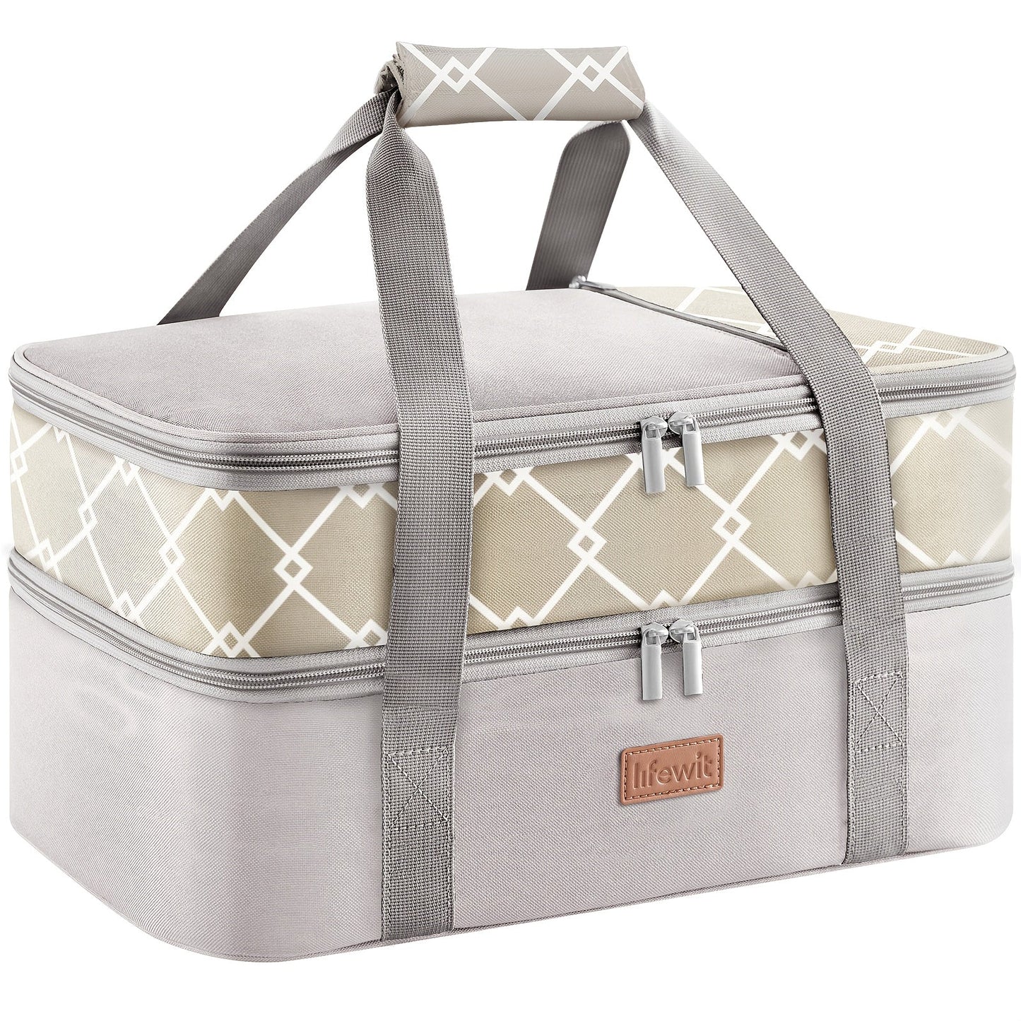 Insulated Casserole Carrier, 15.7-Inch Baking Dish Bag in Single or Double-Deck Configurations