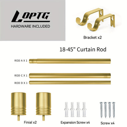 One-Inch Adjustable Curtain Rod with Rounded Cup Finials in Black, Brushed Nickel or Gold Finish