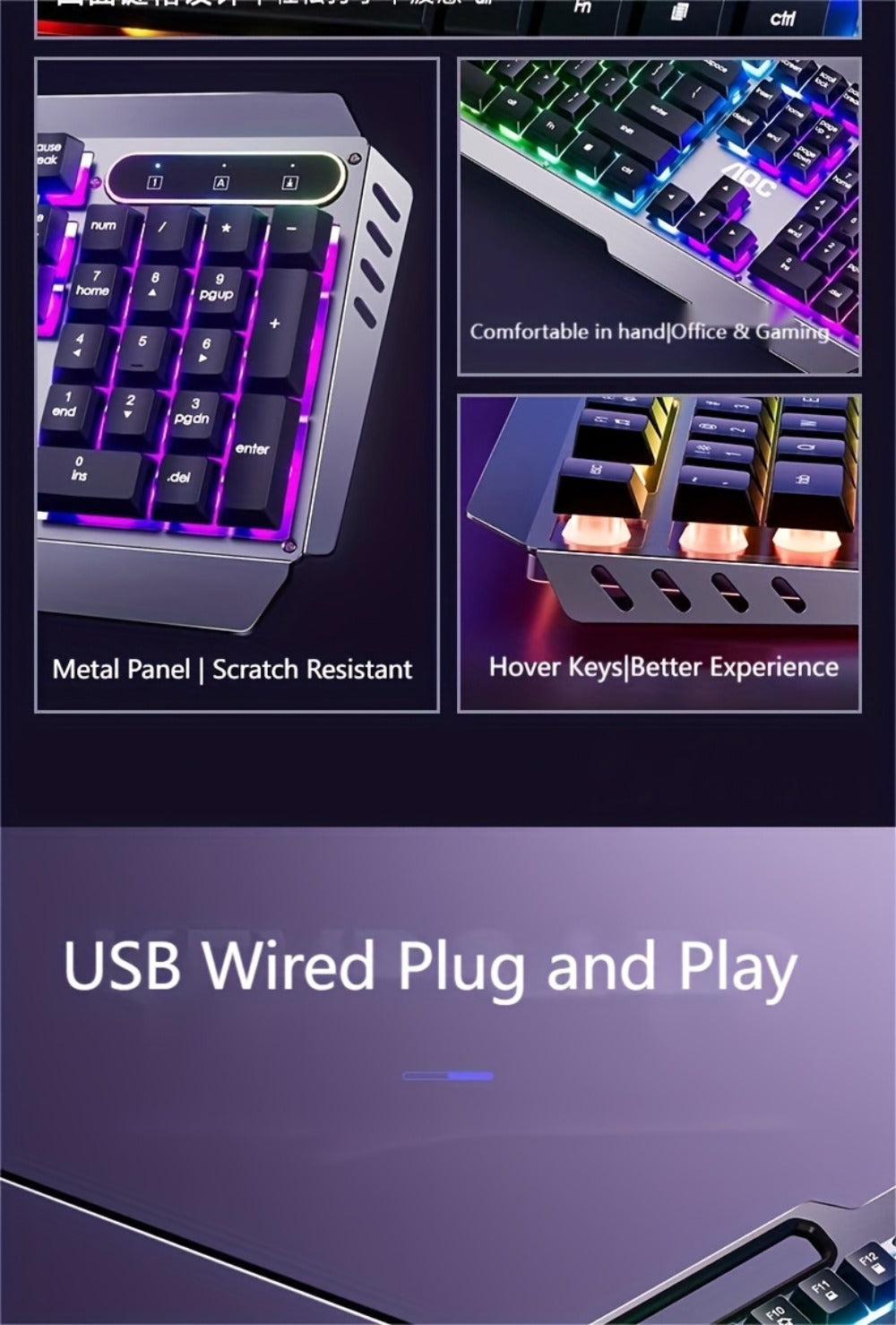 Full-Size 104-Key Wired Gaming Keyboard with Volume Knob in Seven White or Black Options Pictured
