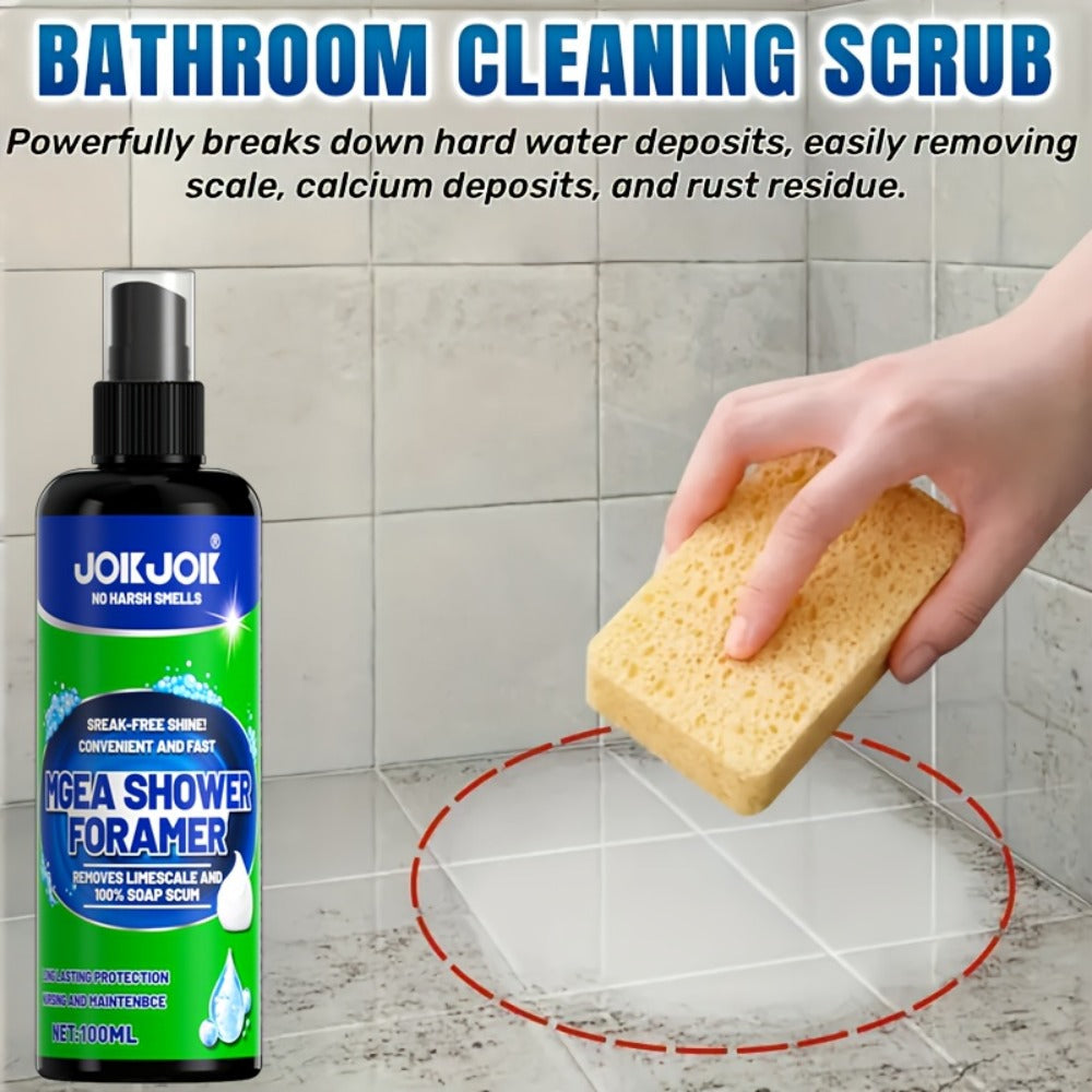 Bathroom Cleaner with Sponge 3.38oz - Deep Cleaning Stain Removal Scrub for Tiles Tub for Bath Time, Home Spa and Personal Care