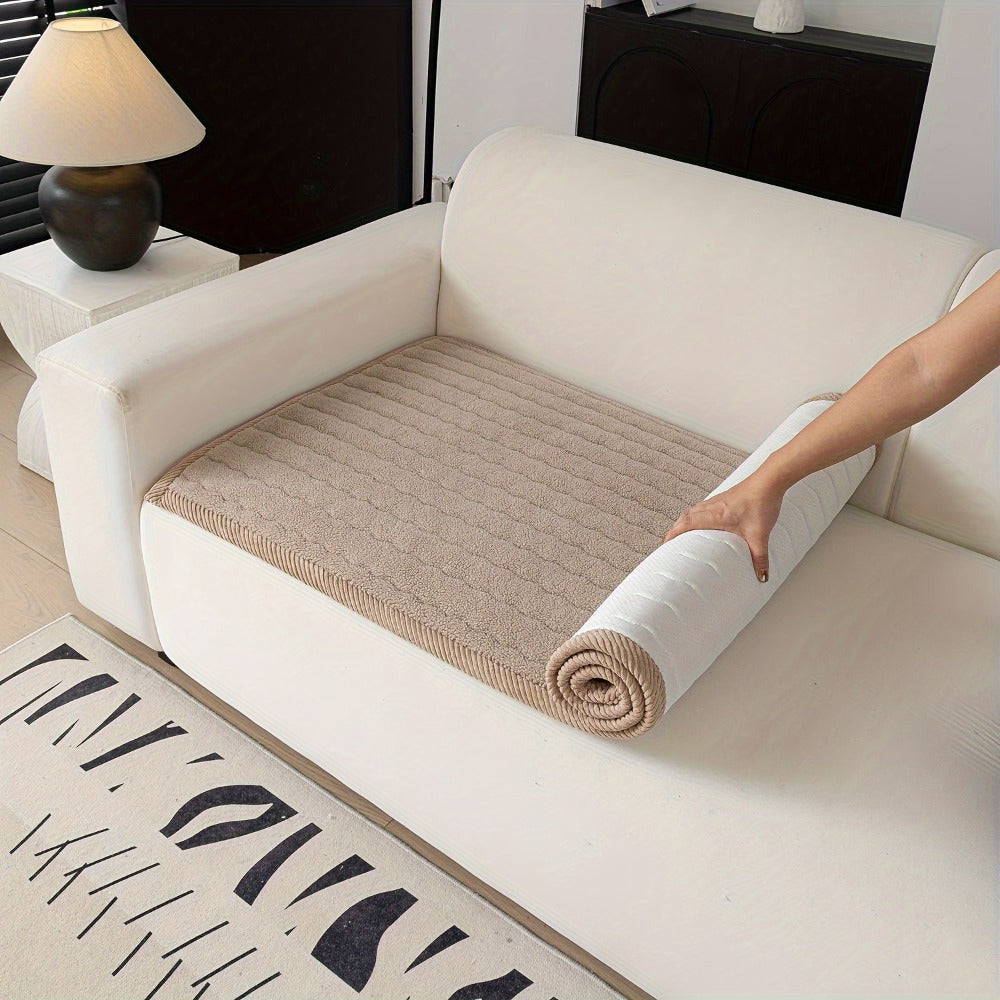 Sofa Cover Bohemian Short-Plush Quilted Panels for Armrest, Backrest and 2 to Large 4-Seater Sofas