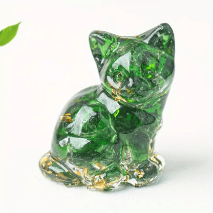 Crystal Resin Standing Cat Figurines Set of 8 – Collectible Spiritual Cat Ornaments for Home Decor, DIY Jewelry, Garden Party & Holiday Gift Decoration