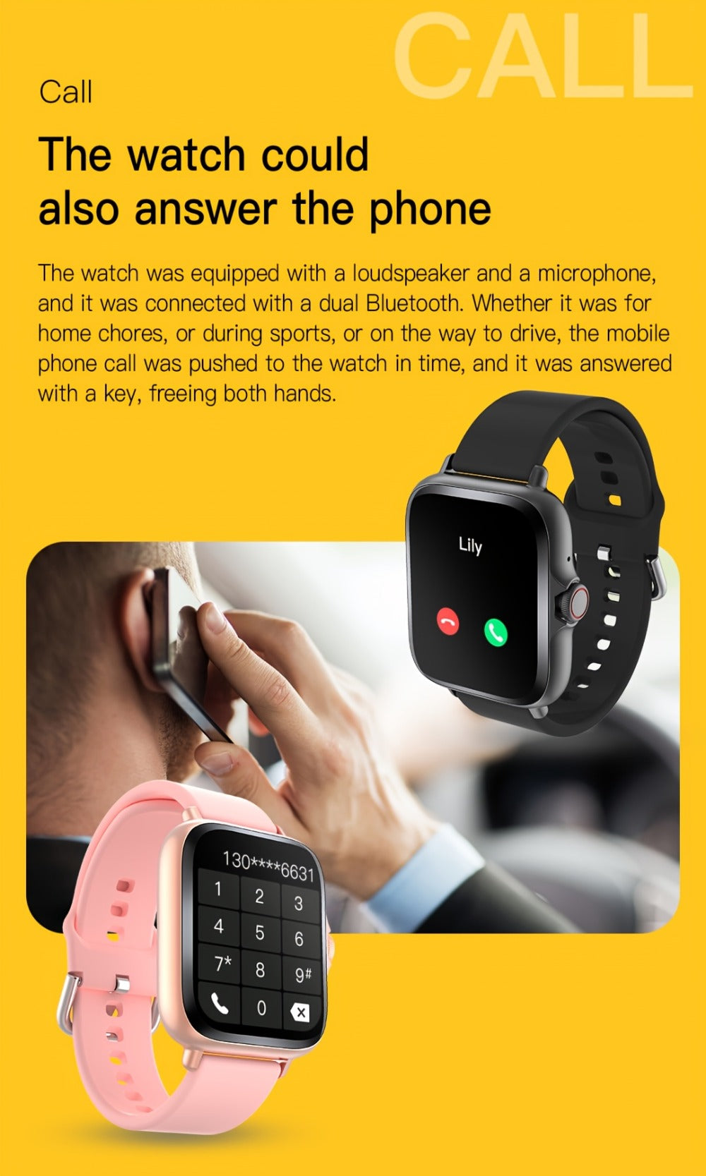 Smartwatch – Large Screen with Wireless Calling & Message Alerts, Full Touch HD Display, Heart Rate Blood Oxygen Sleep Stress Monitor…