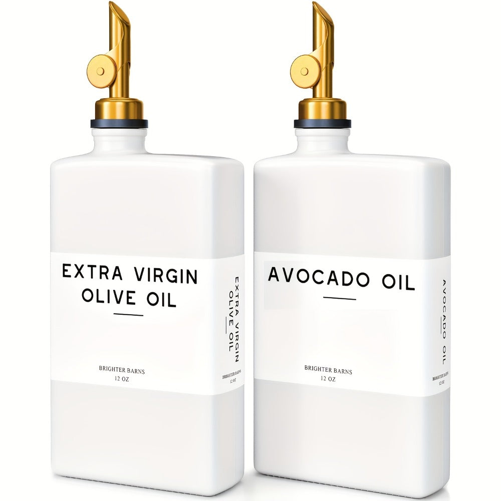 Glass Oil Dispenser Bottle 350ml - Olive Oil Vinegar Soy Sauce Coffee Syrup Dispenser for Kitchen