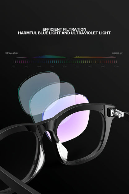 Anti-Blue Light Smart Audio Glasses Bluetooth 5.3 HiFi Open-Ear Wireless Calls Music Anti-UV Lens Noise Cancellation Rechargeable Unisex Outdoor Sports Wearable Tech Birthday Christmas Halloween Gift