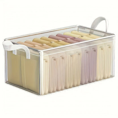 Six-Piece Foldable Clear Storage Box Set with Steel Frame, Handles and 47 x 30 x 20 cm Size