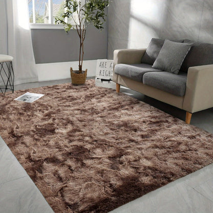 Shaggy Area Rug Soft Plush Fuzzy Carpet Non-Slip Tie-Dye Design for Bedroom Living Room Nursery Dorm — Pet Friendly Machine Washable Multiple Sizes & Colors