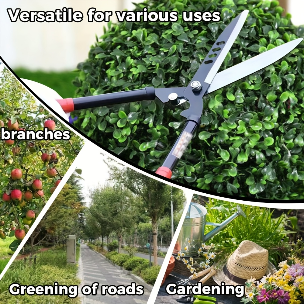 Long-Handle Hedge and Twig Shears, 20.4 Inches Overall with 10.8-Inch Blades and Red Grip Ends