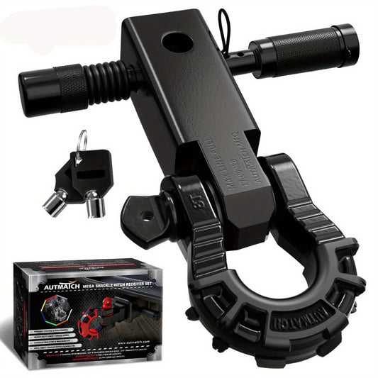 Shackle Hitch Receiver 2-Inch 68,000 lb Break Strength with 3/4" D-Ring & 5/8" Hitch Lock Pin – Heavy Duty Drop Forged Steel 8-Ton Vehicle Recovery Tow Hitch, Multi-Color