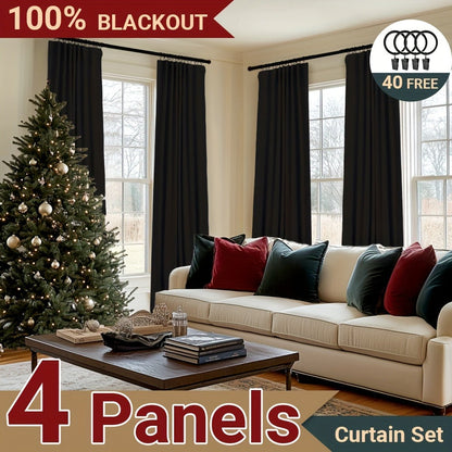 Four-Panel Textured Window Curtain Set in Ten Colors and 50-Inch Width with Four Exact Length Options