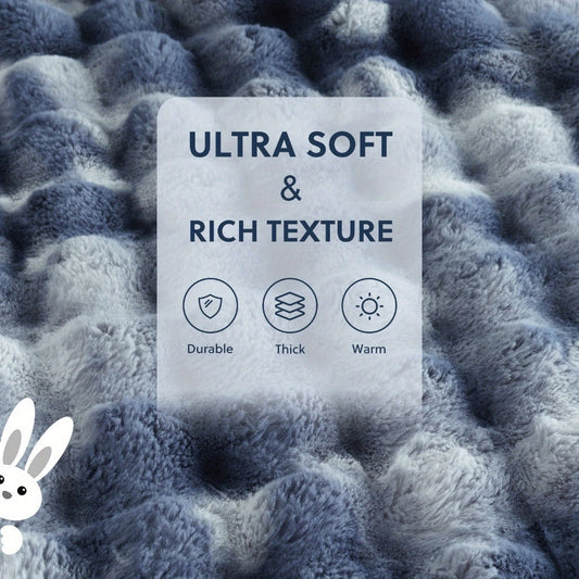 Faux Rabbit Fur Throw Blanket – Ultra-Soft Plush Fleece for Bed, Couch, Sofa & Travel, All Season, 11 Colors, Throw to King Size