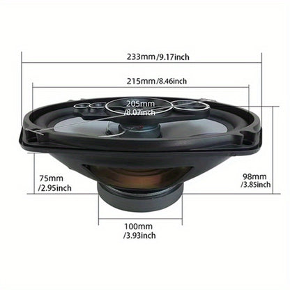 1200W 5-Way Coaxial Car Speakers 6x9 Inch – HiFi Full Range 44Hz-25kHz, 4-Ohm, 89dB Sensitivity, Universal 12V Fit for Car Door Stereo Audio Upgrade (2pc Pair)
