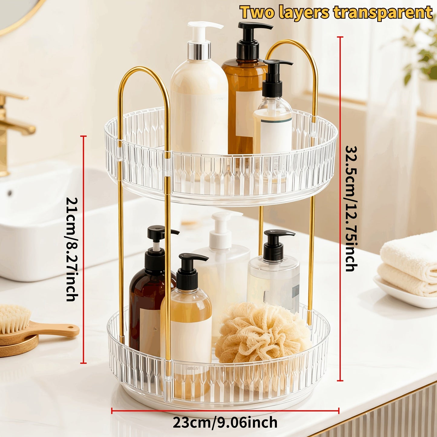 Rotating Multi-Level Makeup Organizer with Detachable Trays and 12 Exact Color-and-Layer Options