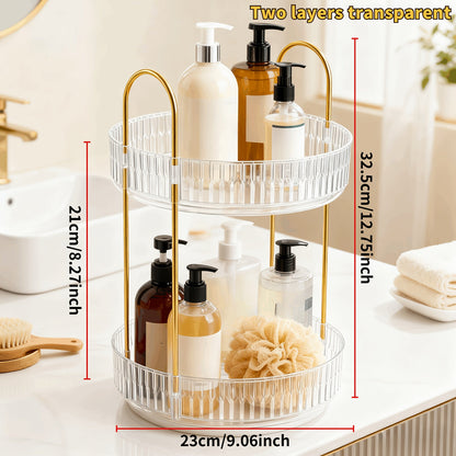 Rotating Multi-Level Makeup Organizer with Detachable Trays and 12 Exact Color-and-Layer Options