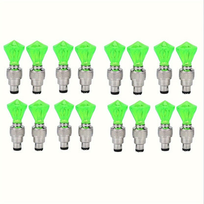 LED Tire Valve Stem Light Sets in 4-, 8- or 16-Piece Blue, Green, Red, Mixed and Skull-Top Configurations