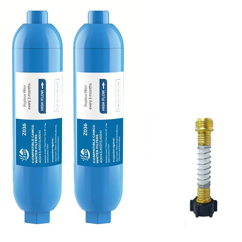 RV Water Filter with Flexible Hose Protector – Inline Hose Filter, Reduces Chlorine, Odors & Sediment, BPA-Free, for RV, Camper, Boat, Garden, Camping, 1/2/4 Pack