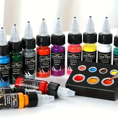 Tattoo Ink Set 14 Colors — EIPTWH 15ml Vivid Pigment Kit, Long-Lasting Skin-Safe Formula, Complete Professional & Beginner Color Palette for Body Art