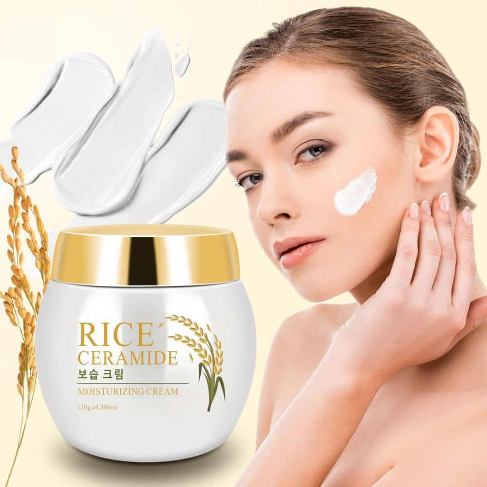 Face Cream Rice Ceramide 130g Formula with Hyaluronic Acid, Glycerin and Day or Night Moisturizing Use