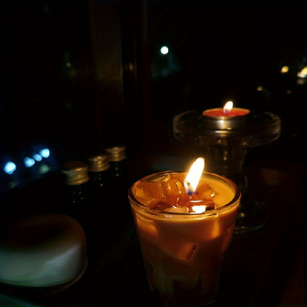 200g Iced Coffee Cup Candle with Clear Glass, Cube Details, Single Wick and Presentation Box