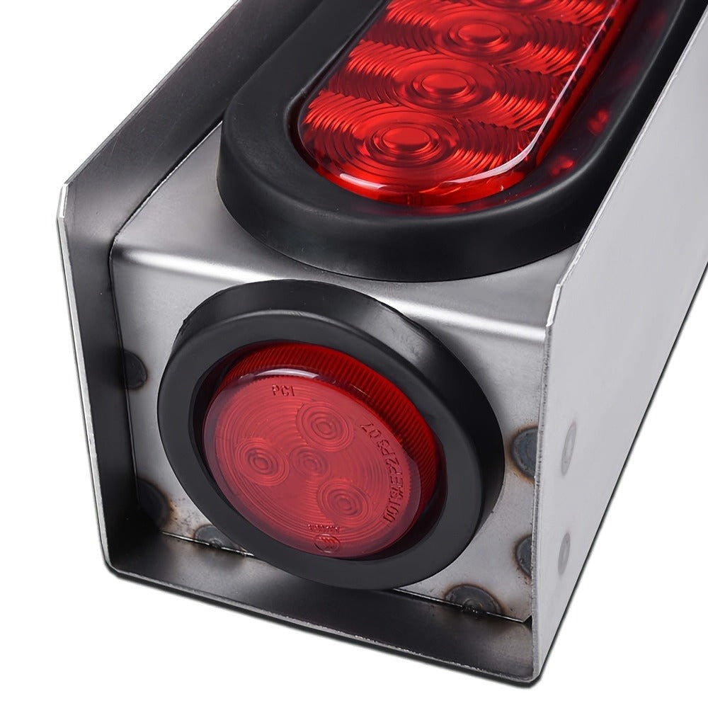 LED Trailer Tail Lights Kit – 6-Inch Oval Rear Lights with Metal Light Box & 2-Inch Amber Round Marker Lights, Waterproof Trailer Lighting Set, 2pcs