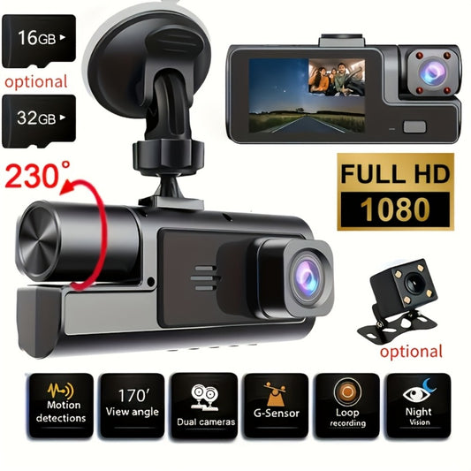 Dash Cam 1080P Dual & Triple Lens with IR Night Vision, 170° Wide Angle Car DVR Camera, WiFi, Loop Recording, G-Sensor, 24H Parking Mode, 2-Inch IPS Screen, 16GB/32GB TF Card, Car Dashboard Camera