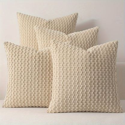 Velvet Throw Pillow Covers 4-Pack 20x20 Inch - Double-Sided Soft Cushion Covers with Zipper Closure, Machine Washable Decorative Pillowcases for Sofa Couch Bed Chair & Modern Home Decor