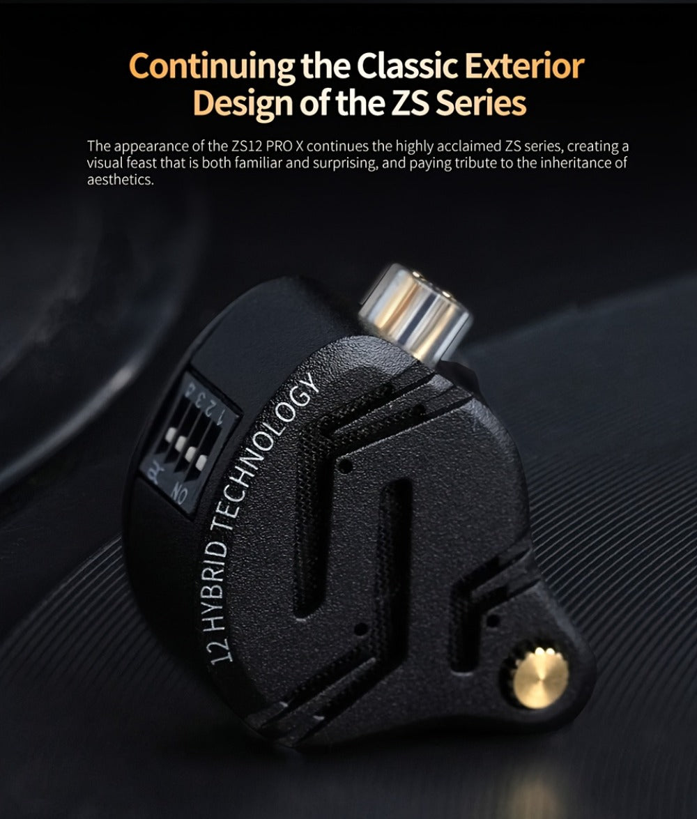 KZ ZS12 PRO X In-Ear Monitor Hybrid IEM Headphones Detachable Cable Noise Cancelling Dynamic Mic Sport Gaming DJ Audio Monitoring Music Production