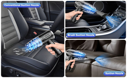 Handheld Vacuum Cleaner with 3KPa Suction, USB Charging, Long Reach Tube, Brush Head and Spare Filter