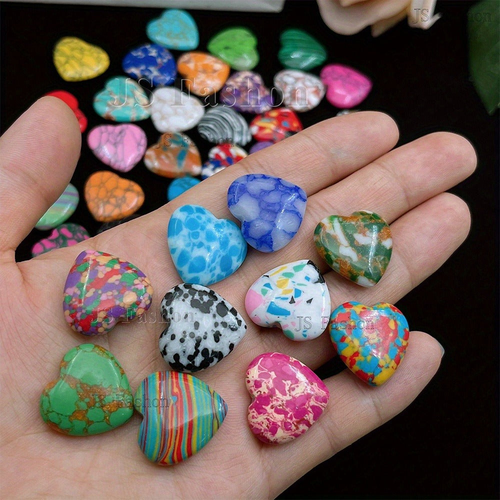 Colorful Heart-Shaped Craft Stones in Random 50- or 100-Piece Assortments for Adult DIY Jewelry Projects