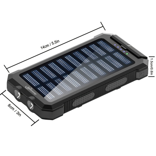 Winsway 10000mAh Portable Solar Panel Charger with 4 Dual USB Ports And Type-C/Micro USB Input Ports, Equipped with A 2.4W LED Flashlight/compass, Suitable for All Mobile Devices, Travel Camping Backup Battery Pack, And Exclusive Texture Practical