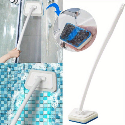 Cleaning Brush Set 16pcs All-Purpose Deep Clean System | 2-in-1 Bath Scrubber & Window Squeegee with 22" Extendable Handle | 90° Rotating Head Bathtub Brush Kit for Indoor & Outdoor Surface Cleaning