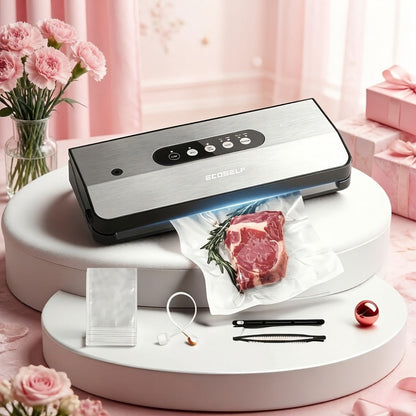 SJ2090 65KPa Vacuum Sealer with Dry, Moist, Pulse and Canister Modes, Cutter, Hose and 10 Bags