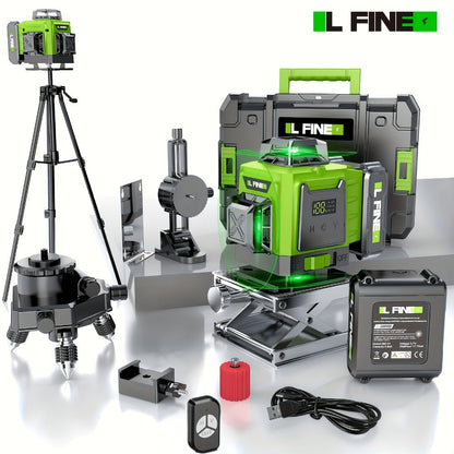 16-Line-Labeled Laser Level Packages in Five Red or Green Housing and Tripod Configurations