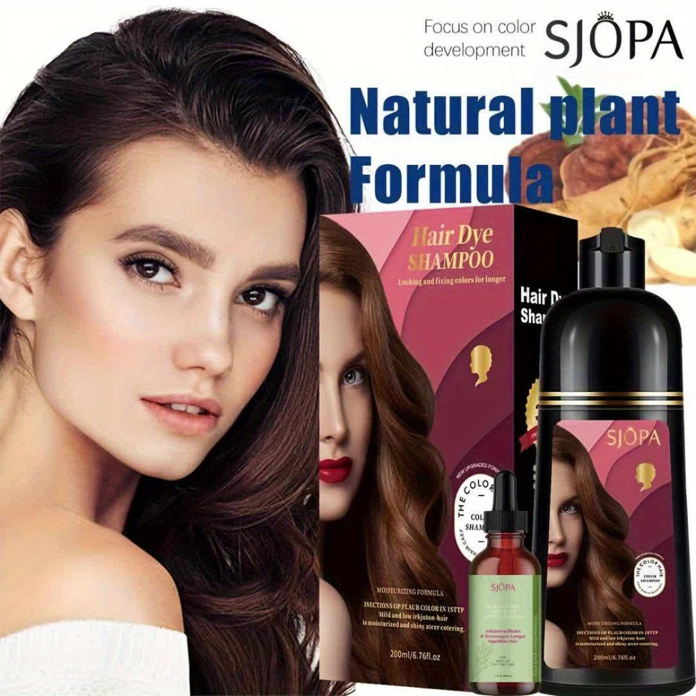 Hair Color Shampoo, SJOPA 3-in-1 Bottle-and-Dropper Set with 10 Rose, Brown, Purple and Black Color Options