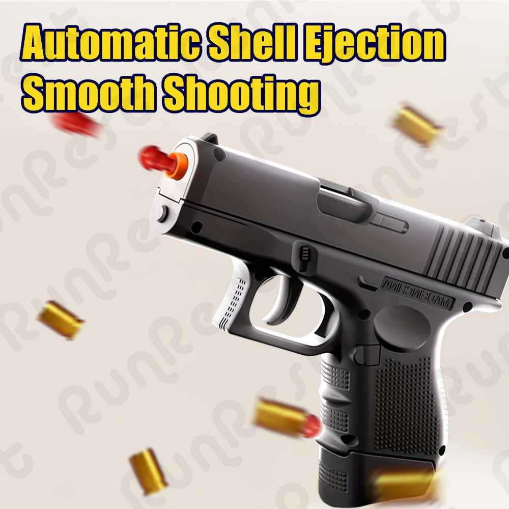 Compact Black Toy Foam-Dart Blaster with Orange Tip, Two Magazines, 12 Shells and 100 Darts