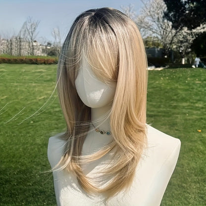 Synthetic Wig 20-Inch Layered Straight Style in Deep Purple with Hairnet Included for Cosplay Looks