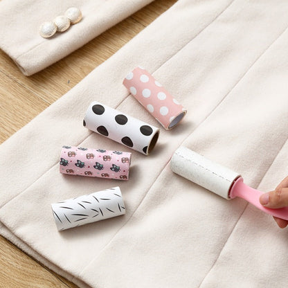 12-Piece Mini Portable Lint Roller Set with Patterned Covers for Clothing, Bags, Furniture and Travel