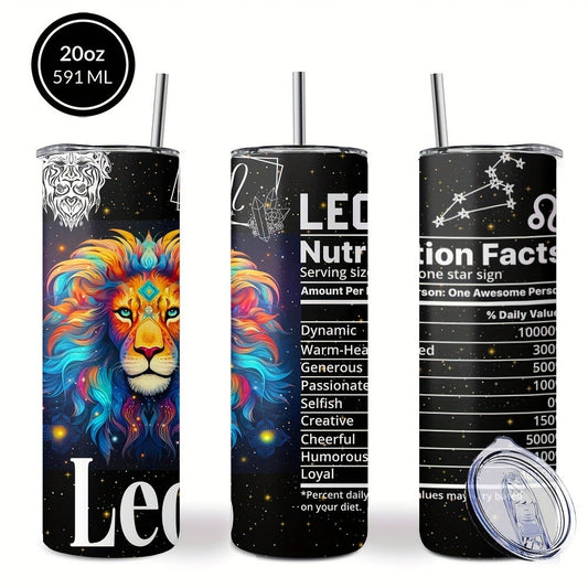 Insulated Tumbler 20oz Zodiac Horoscope 304 Stainless Steel with Lid, Straw and 12 Sign Choices