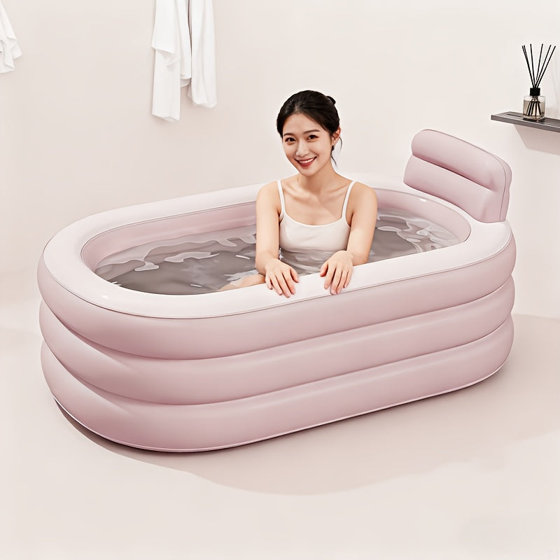 Inflatable Bathtub | Portable Foldable Adult Soaking Tub Backrest Home