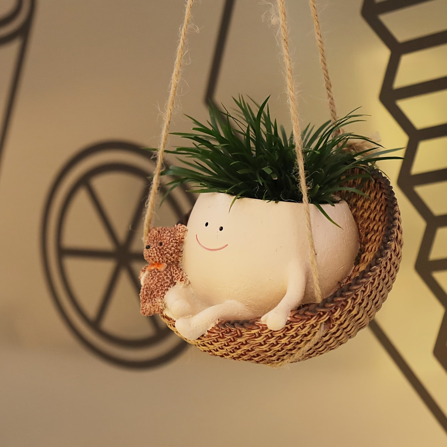 Character Planter with Musical Figure Detail in Guitar, Hanging-Bear or Purple-Ukulele Design Options