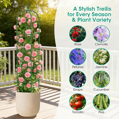 Plant Trellis 2 Pack 6ft Adjustable Rustproof Climbing Support Cage