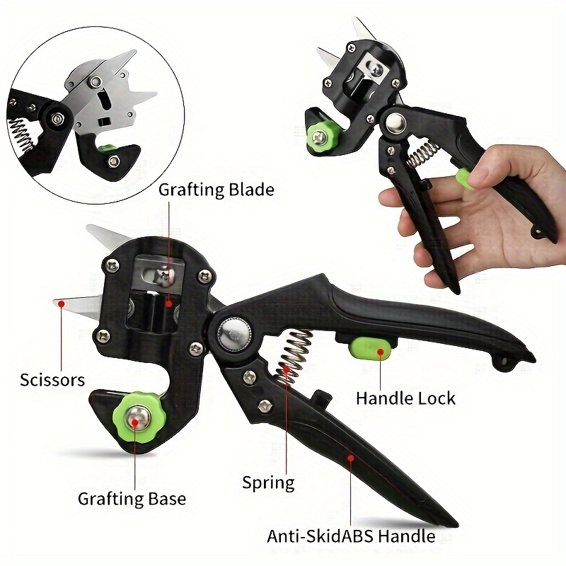 Hand Grafting and Pruning Shears with High-Carbon Steel Selection, V, Omega and U Blade Profiles